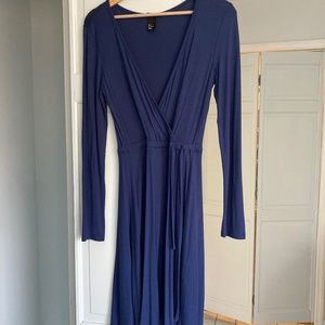 Blue Long Sleeve H & M Wrap style dress small